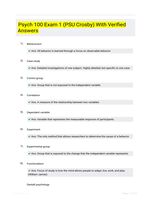 Psych 100 Exam 1 (PSU Crosby) With Verified Answers