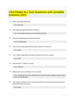 Club Pilates ALL Quiz Questions with complete solutions 2023.