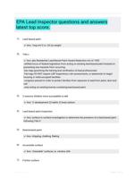 EPA Lead Inspector questions and answers latest top score.