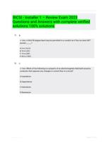 BICSI - Installer 1  Review Exam  2023 Questions and Answers with complete verified solutions 100% solutions