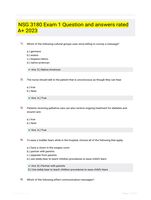 NSG 3180 Exam 1 Question and answers rated A+ 2023