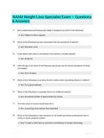 NASM Weight Loss Specialist Exam  Questions & Answers