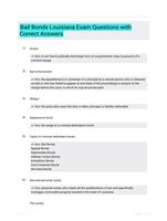 Bail Bonds Louisiana Exam Questions with Correct Answers