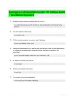 Emergency Medical Responder 7th Edition AAOS  Questions/Answers