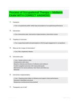 Process of Occupational Therapy  Midterm EXAM WITH CORRECT ANSWERS.
