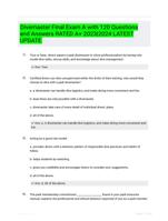 Divemaster Final Exam A with 120 Questions and Answers RATED A+ 2023|2024 LATEST UPDATE