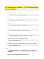 GA Jurisprudence EXAM PSYCH Questions with correct Answers