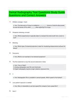 Dental Radiography Test Questions Study Guide Questions and Correct Answers
