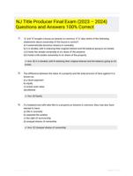 NJ Title Producer Final Exam (2023  2024) Questions and Answers 100% Correct