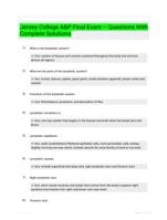 Jersey College A&P Final Exam  Questions With Complete Solutions