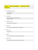 Week 1 Police Academy  Questions With Answers