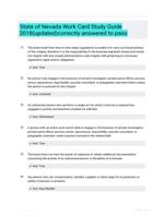 State of Nevada Work Card Study Guide 2018(updated)correctly answered to pass