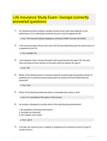 Life Insurance Study Exam- Georgia |correctly answered questions