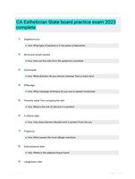 CA Esthetician State board practice exam 2023 complete