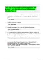 WGU D076 - Pre-Assessment Questions and Answers with Excel Problems 2024 Update Already Passed