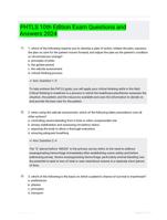 PHTLS 10th Edition Exam Questions and Answers 2024