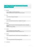 AAET Registry Exam Questions & Answers, Updated Summer