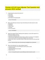 Florida 6-20 All Lines Adjuster Test Question and answers 2023 verified