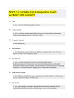 NFPA 10 Portable Fire Extinguisher Exam Verified 100% Correct!!