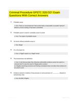 Criminal Procedure GPSTC 320/321 Exam Questions With Correct Answers