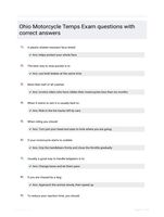 Ohio Motorcycle Temps Exam questions with correct answers