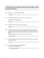 2 Geometry Cumulative Exam Review With 100% Correct Answers