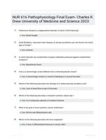 NUR 616 Pathophysiology Final Exam- Charles R. Drew University of Medicine and Science 2023