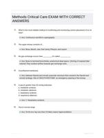 Methods Critical Care EXAM  WITH CORRECT ANSWERS