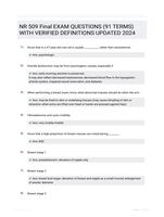 NR 509 Final EXAM QUESTIONS (91 TERMS) WITH VERIFIED DEFINITIONS UPDATED 2024