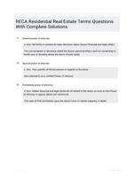 RECA Residential Real Estate Terms Questions With Complete Solutions