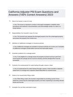 California Adjuster PSI Exam Questions and Answers (100% Correct Answers) 2023