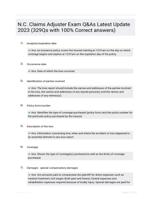 N.C. Claims Adjuster Exam Q&As Latest Update 2023 (329Qs with 100% Correct answers)