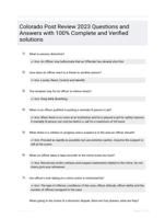 Colorado Post Review 2023 Questions and Answers with 100% Complete and Verified solutions