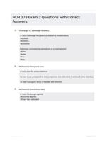 NUR 378 Exam 3 Questions with Correct Answers.