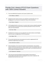 Florida Civic Literacy (FCLE) Exam Questions with 100% Correct Answers