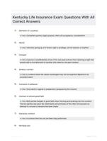 Kentucky Life Insurance Exam Questions With All Correct Answers