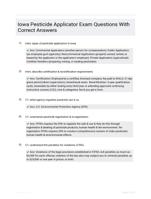 Iowa Pesticide Applicator Exam Questions With Correct Answers