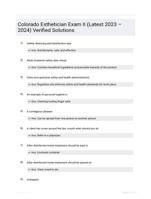 Colorado Esthetician Exam II (Latest 2023  2024) Verified Solutions