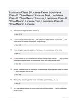 Louisiana Class D License Exam, Louisiana Class D "Chauffeur's" License Test, Louisiana Class D "Chauffeur's" License, Louisiana Class D "Chauffeur's" License Test, Louisiana Class D "Chauffeur's" License