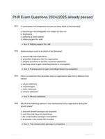 PHR Exam Questions 2024/2025 already passed