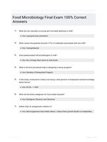 Food Microbiology Final Exam 100% Correct Answers