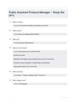 Publix Assistant Produce Manager  Study Set (A+)