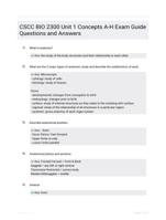 CSCC BIO 2300 Unit 1 Concepts A-H Exam Guide Questions and Answers