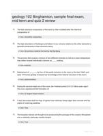 geology 102 Binghamton, sample final exam, mid term and quiz 2 review