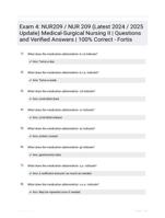 Exam 4: NUR209 / NUR 209 (Latest 2024 / 2025 Update) Medical-Surgical Nursing II | Questions and Verified Answers | 100% Correct - Fortis