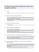 AP World History Exam Study Guide 2024 with complete solutions