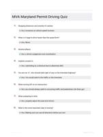 MVA Maryland Permit Driving Quiz