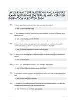 ACLS: FINAL TEST QUESTIONS AND ANSWERS EXAM QUESTIONS (50 TERMS) WITH VERIFIED DEFINITIONS UPDATED 2024
