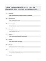 A level English Literature QUESTIONS AND ANSWERS 100% VERIFIED A+ GUARANTEED