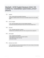 Macbeth - GCSE English literature (AQA) 103 CORRECTLY ANSWERED QUESTIONS LATEST UPDATE